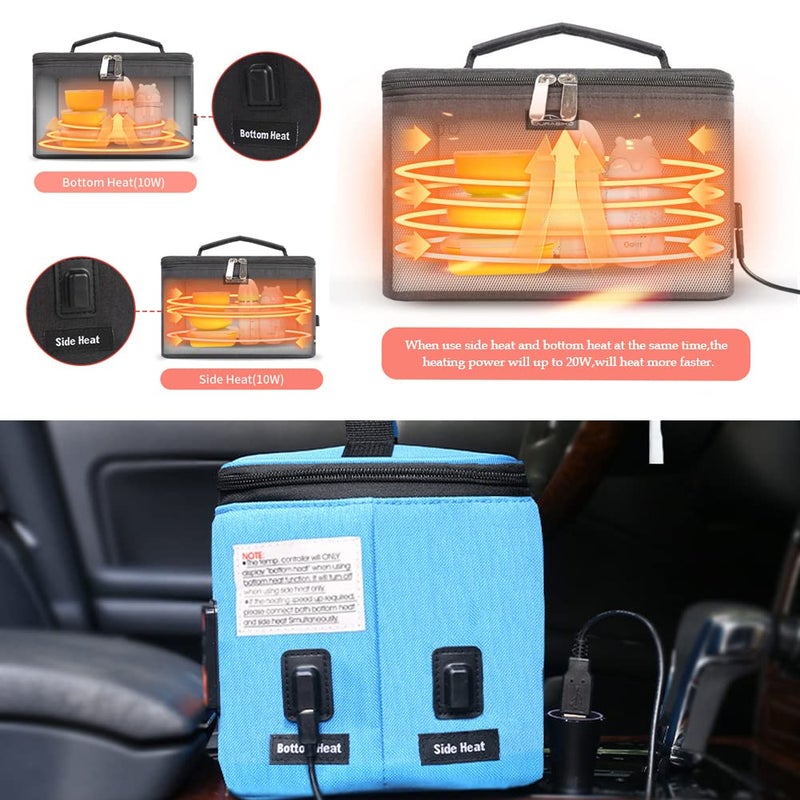 DURASIKO Portable USB Car Baby Bottle Warmer with Digital Display Screen,5V/20W Constant Temperature Milk Heater Bag,Heating Temperature Adjustable,Multi-Purpose Baby Bottle Warmer Bag - Image 2